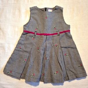 Gymboree girls size 12-18 months Holiday Cheer embroidered houndstooth dress